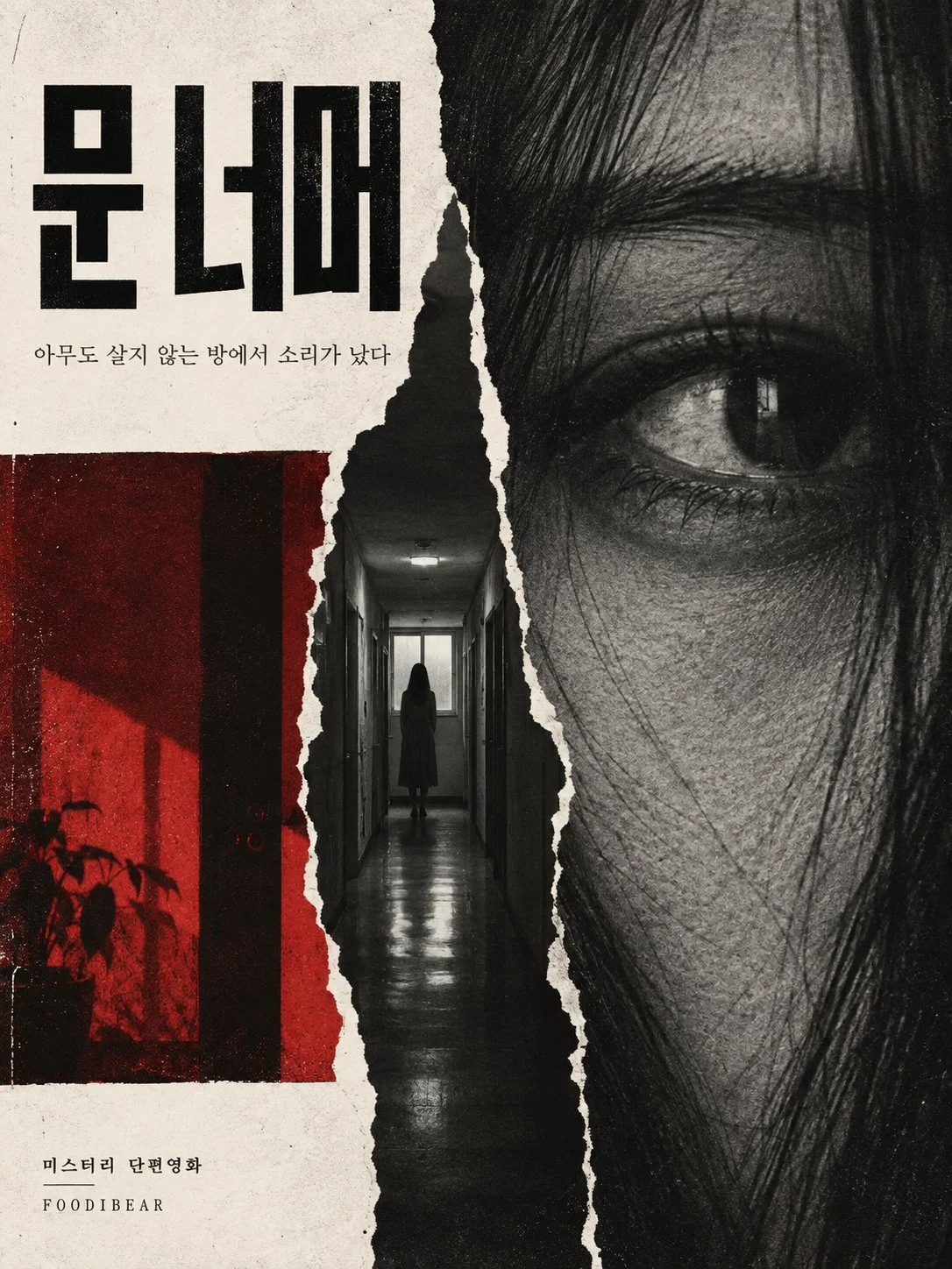 문 너머 — 미스터리 단편영화 콘셉트 포스터 1