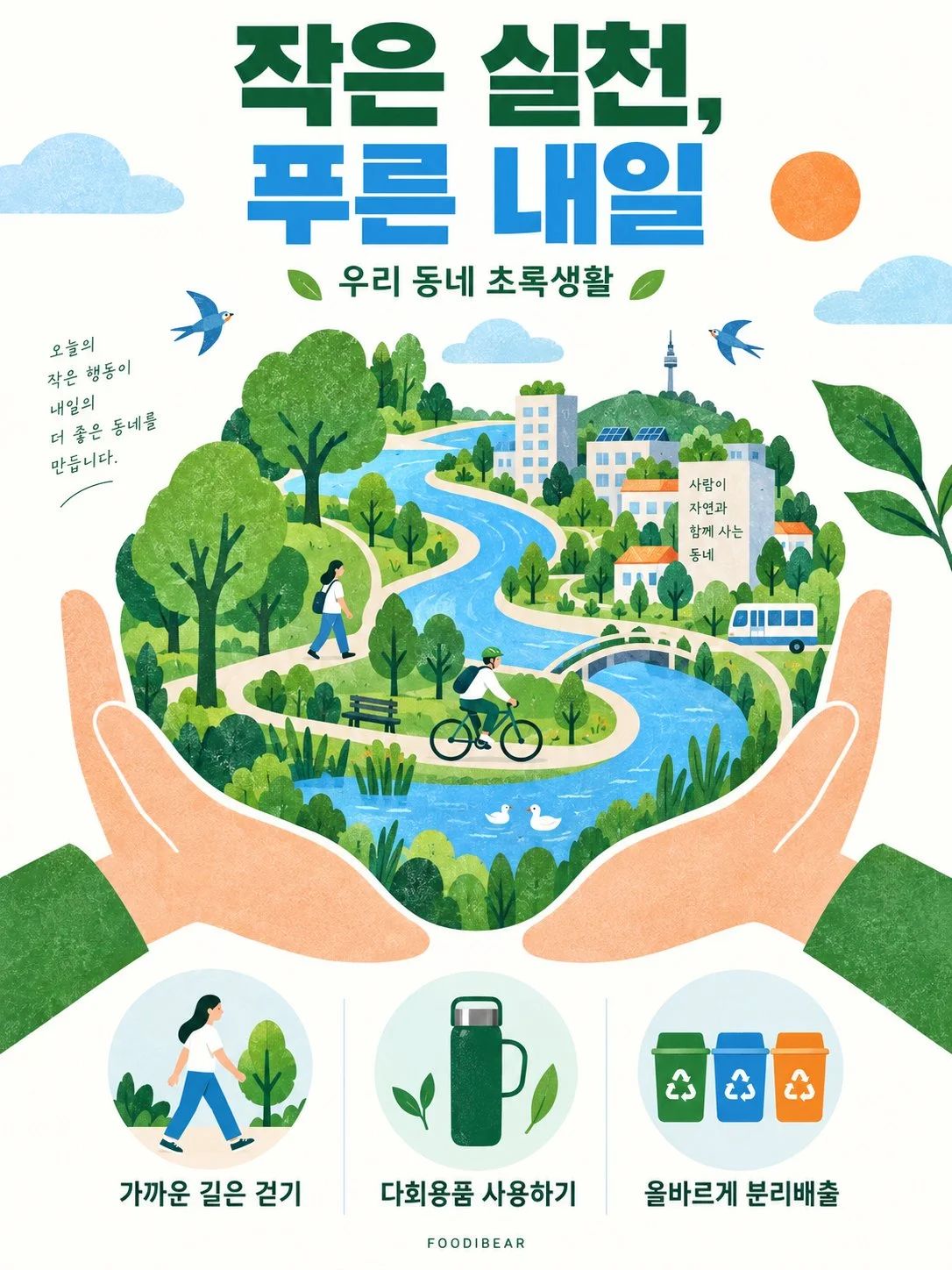 작은 실천, 푸른 내일 — 환경 캠페인 포스터 1