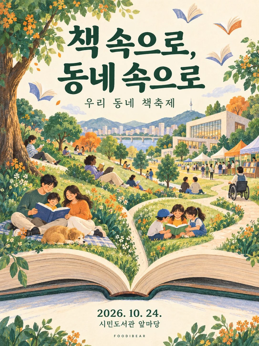 책 속으로, 동네 속으로 — 책축제 포스터